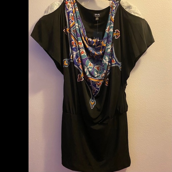 Nicole Miller Black Open Shoulder Stretch Dress - Picture 3 of 14